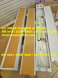 Kap Lampu GMS 2x36 dengan Baterai Emergency TL LED Philips 2x16 Watt 120cm